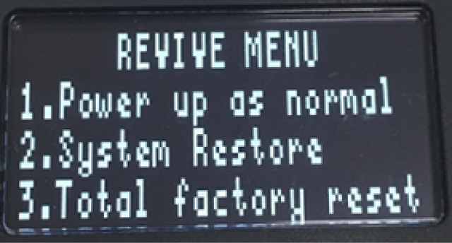 02 Airペイ ポイント カードリーダーのディスプレイ REVIVE MENU 2.System Restore